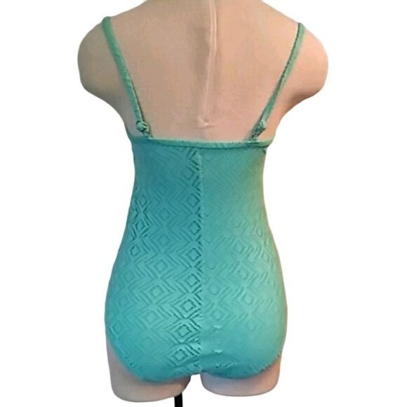 Catalina Teal Textured One-Piece Swimsuit Size M (8-10) Spaghetti Straps Diamond - Picture 4 of 5